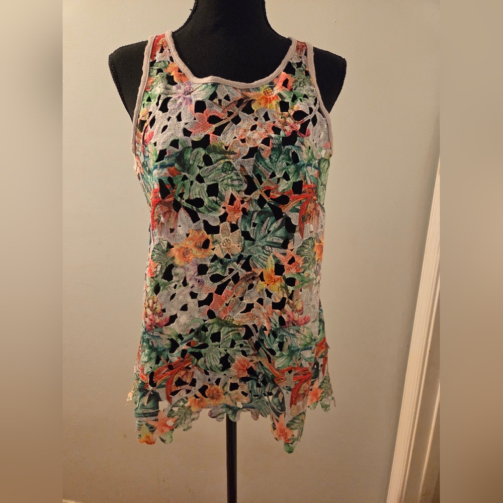 Vibrant Floral Lace Women's Blouse